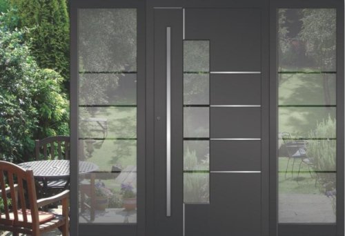 Aluminium-Haustür R-Serie flügelüberdeckende Tür mit 2 Seitenteilen